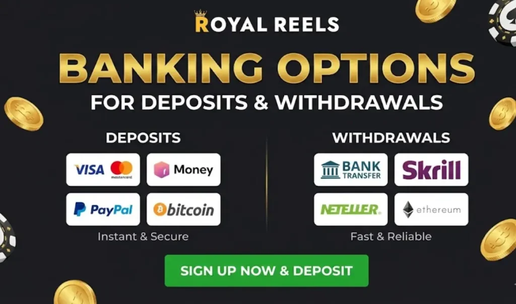 Royal Reels casino banking options for deposits and withdrawals